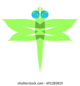 Dragonfly icon, logo, symbol. Eco style.