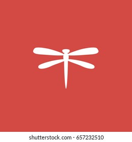 dragonfly icon sign design. red background
