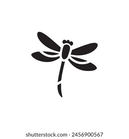 Icono de libélula silueta en fondo blanco