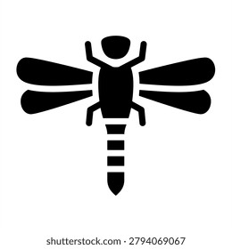 Dragonfly Icon - Solid Black Glyph Icons For Animal and Pet Care
