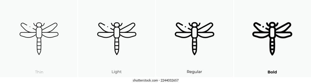 dragonfly icon. Thin, Light Regular And Bold style design isolated on white background