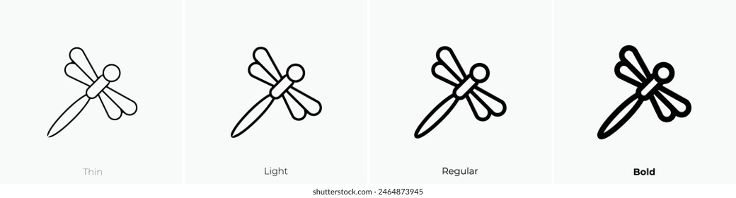 dragonfly icon. Thin, Light Regular And Bold style design isolated on white background