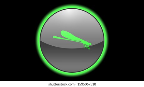 Dragonfly icon vector design. Green neon icons with animals. Animals icons vector. 