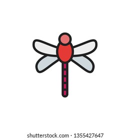 Dragonfly Icon Vector Illustration in Filled Style for Any Purpose