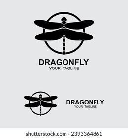 Dragonfly illustration icon design template vector. logo for nature, badge, and identity