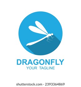 Dragonfly illustration icon design template vector. logo for nature, badge, and identity