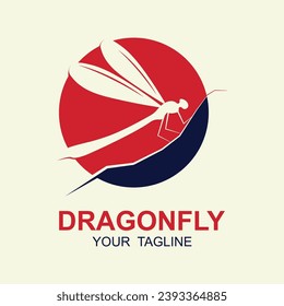Dragonfly illustration icon design template vector. logo for nature, badge, and identity