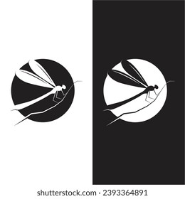 Dragonfly illustration icon design template vector. logo for nature, badge, and identity