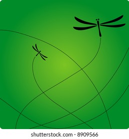 dragon-fly illustration on green background
