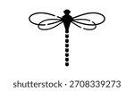Dragonfly with infinity wings, black isolated silhouette