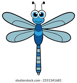 Dragonfly insect flat vector illustration on white background