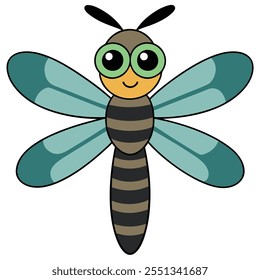 Dragonfly insect flat vector illustration on white background