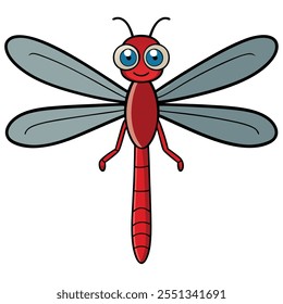 Dragonfly insect flat vector illustration on white background