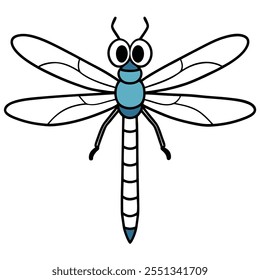 Dragonfly insect flat vector illustration on white background