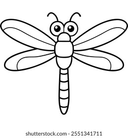 Dragonfly insect flat vector illustration on white background