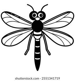 Dragonfly insect flat vector illustration on white background