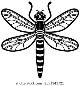 Dragonfly insect flat vector illustration on white background