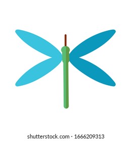 dragonfly insect icon over white background, flat style, vector illustration