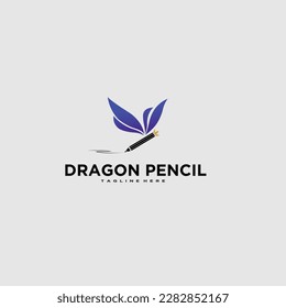 
a dragonfly insect logo with pencil design illustration