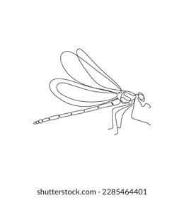 Dragonfly insect in one continuous line drawing. Minimal hand drawn vector illustration.