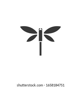 Dragonfly. Isolated icon. Glyph vector illustration