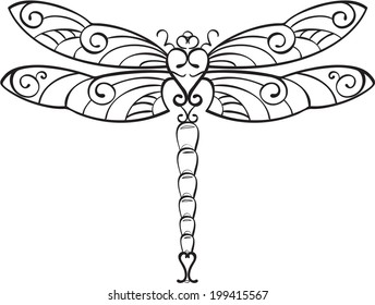 Dragonfly is isolated on white
