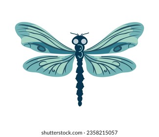 Dragonfly isolated on white background, flat vector illustration