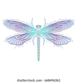 Dragonfly Over Sacred Geometry Sign Isolated Stock Vector (Royalty Free ...