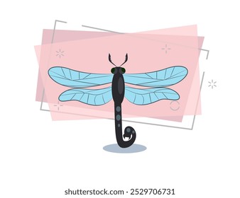 Dragonfly isolated vector. Entomology, wildlife, damselfly. Insects concept. Vector can be used for topics like nature, biology, fauna