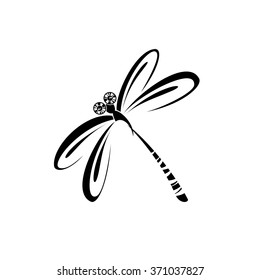Dragonfly isolated. Vector silhouette. 