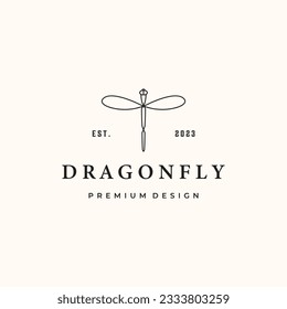 dragonfly life line art logo vector minimalist illustration design, ladybug dragonfly symbol design