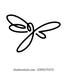 Dragonfly Line Art Doodle Illustration,  Simple and minimalist insect dragonfly logo design. Outline dragonfly logo
