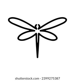 Dragonfly Line Art Doodle Illustration,  Simple and minimalist insect dragonfly logo design. Outline dragonfly logo
