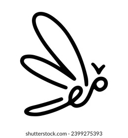 Dragonfly Line Art Doodle Illustration,  Simple and minimalist insect dragonfly logo design. Outline dragonfly logo