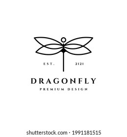 dragonfly line art icon logo minimalist vector illustration design