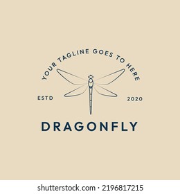 dragonfly line art logo, icon and symbol, vector illustration design