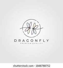 dragonfly line art logo minimalist vector illustration design, dragonfly symbol design