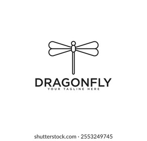 Dragonfly Line Art design de logotipo minimalista, ilustração Vetor.