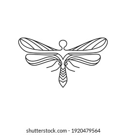 Dragonfly with line art style design vector