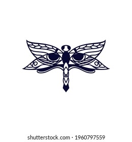 Dragonfly with line art style design, vector template