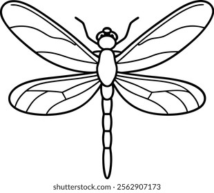 Dragonfly Line Art Vector Illustration Design