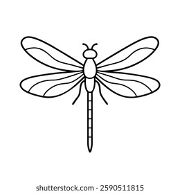 dragonfly line art vector on white background