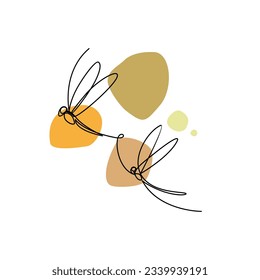 Dragonfly line art vector for wall decoration printing template