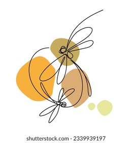 Vector de arte de línea de libélula para la plantilla de impresión de decoración de pared