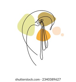 Vector de arte de línea de libélula para la plantilla de impresión de decoración de pared
