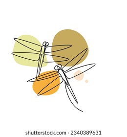 Vector de arte de línea de libélula para la plantilla de impresión de decoración de pared