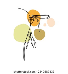 Vector de arte de línea de libélula para la plantilla de impresión de decoración de pared