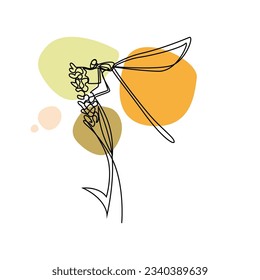 Dragonfly line art vector for wall decoration printing template