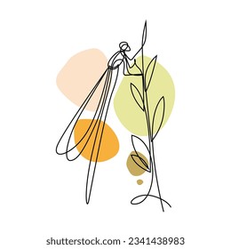 Dragonfly line art vector for wall decoration printing template