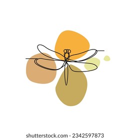 Vector de arte de línea de libélula para la plantilla de impresión de decoración de pared